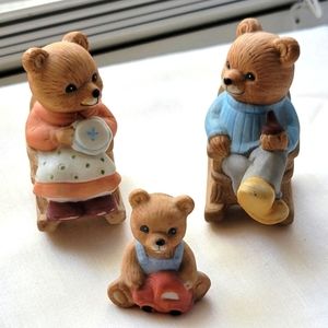 ❤ HOMCO SET BEAR FAMILY ORNAMENT